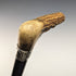 1894 British Antique Men's Cane Sterling Silver Decorated Antler Handle Black Shaft 84cm